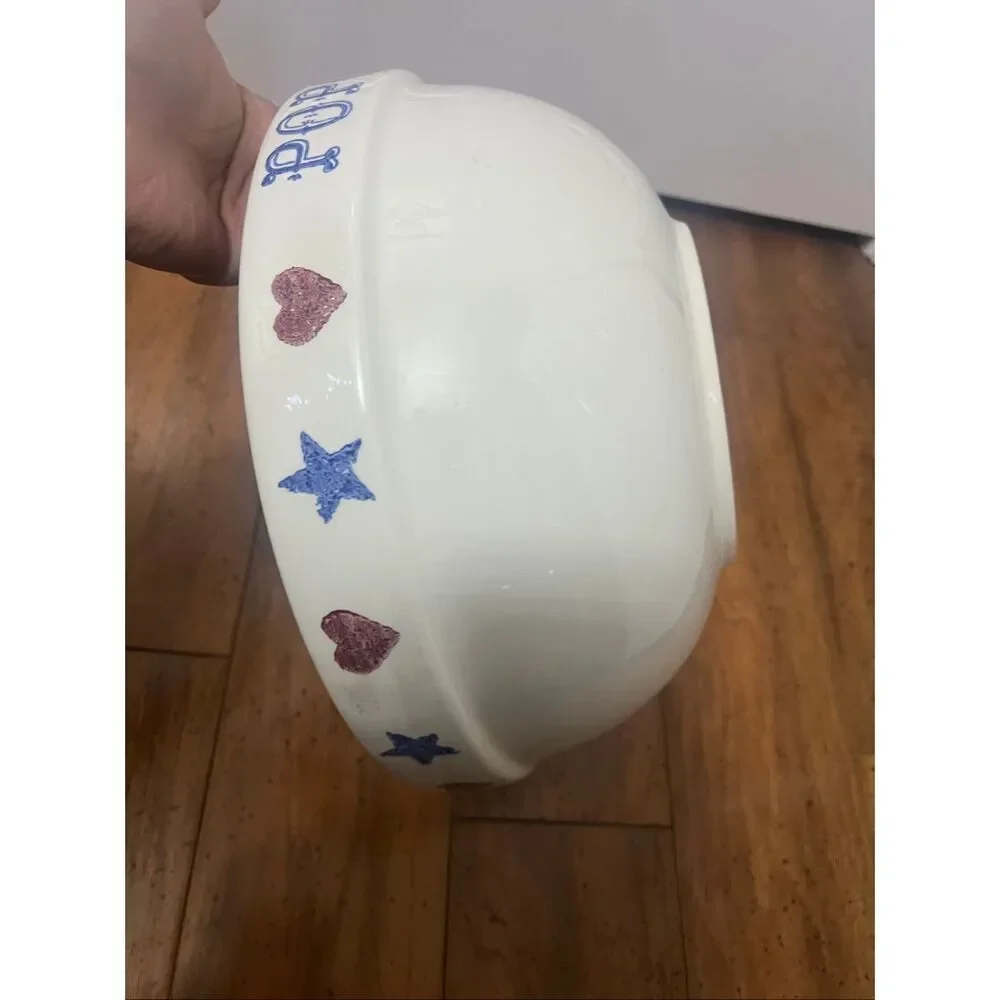 Vintage Large Heavy Pottery Popcorn Serving Bow Or Mixing Bowl